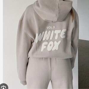 White Fox Moon Hoodie and Sweatpants Set